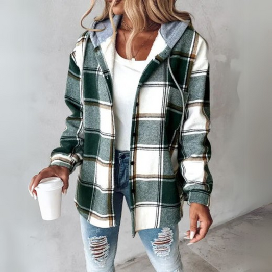 Aelina | Women’s Flannel Jacket | Plaid Hooded