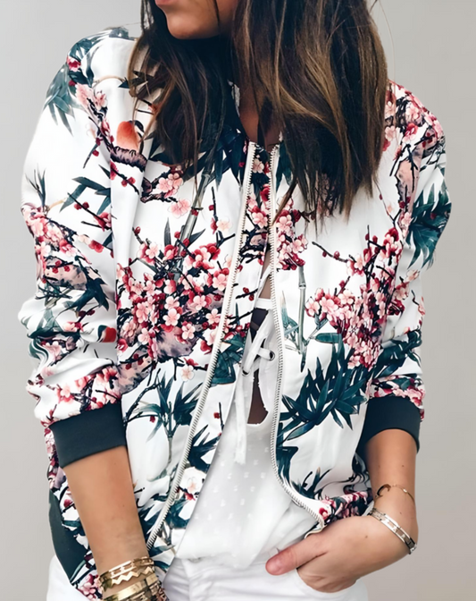 Harper - Women's Floral Bomber Jacket